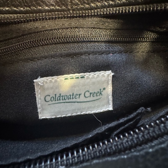 Cold Water Creek faux suede, ruffled shoulder bag, black - Picture 6 of 6